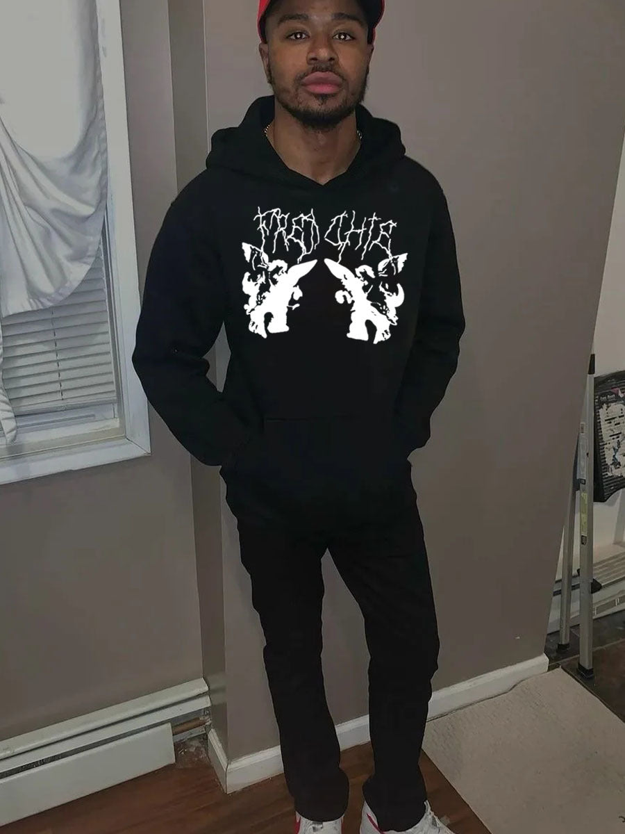Herren Sportset Hoodie Jogginghose Graffiti Design Streetwear