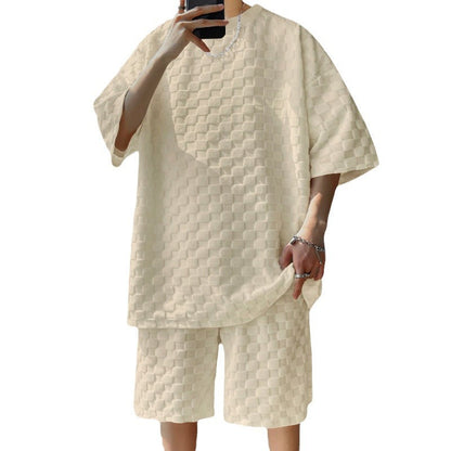 Herren Sommer Set Strukturiertes Oberteil und Shorts