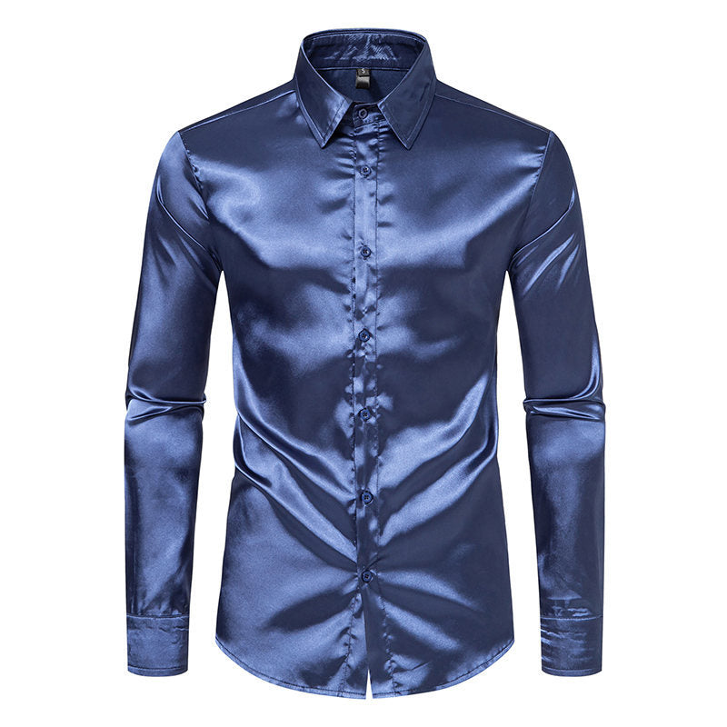 Elegantes Herren-Hemd Satin Glänzend Modern