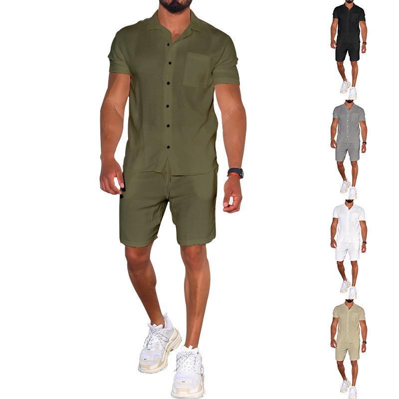 Herren Freizeit-Set Kurzarm Hemd Shorts Modern