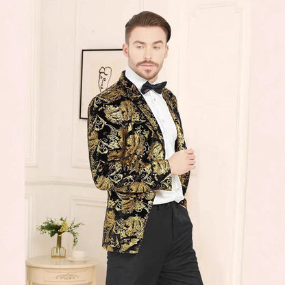 Herren Blazer Pailletten Jacke Floral Modern