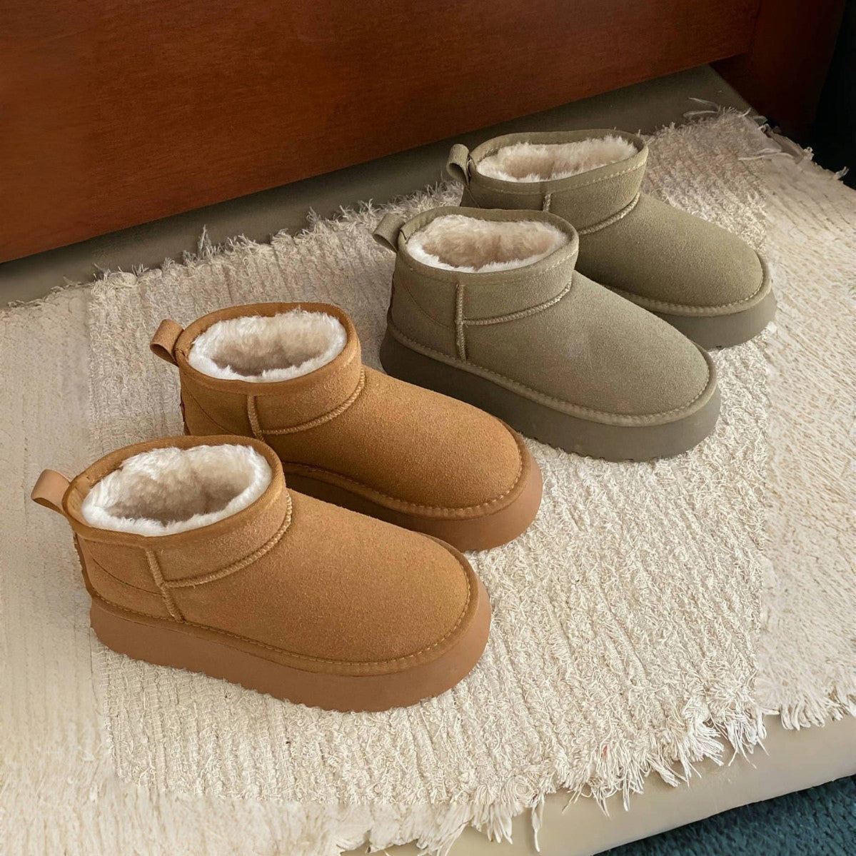 Damen Fleece Stiefeletten Warm Bequem Winter