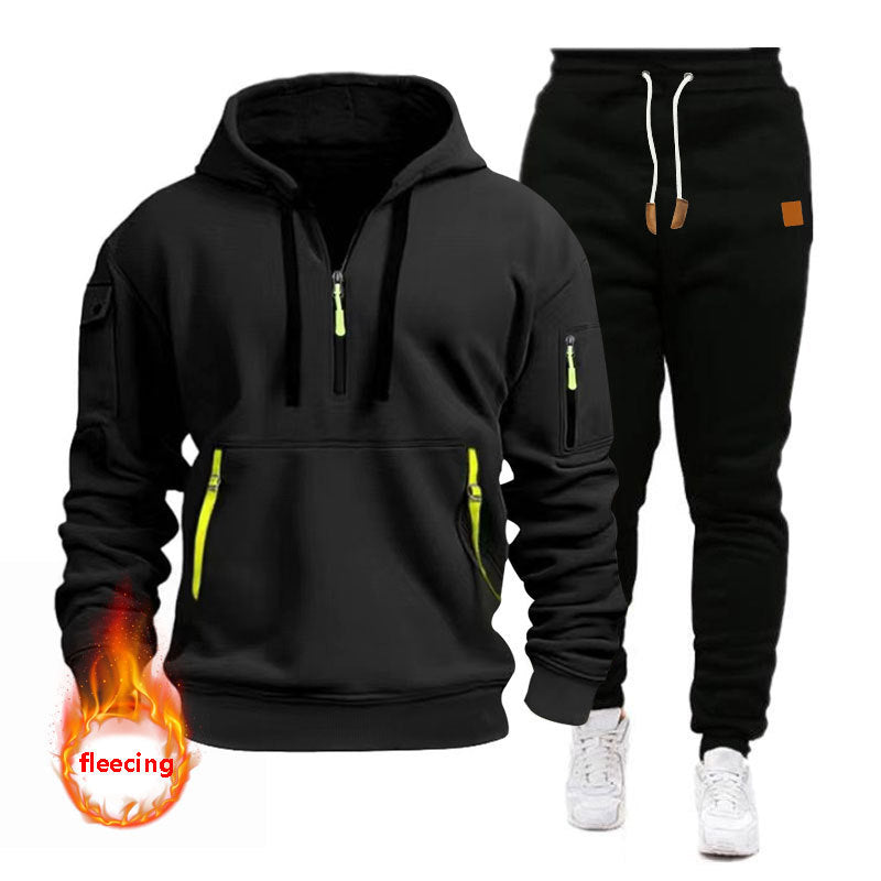 Herren Hoodie-Set Sportlich mit Taschen Atmungsaktiv
