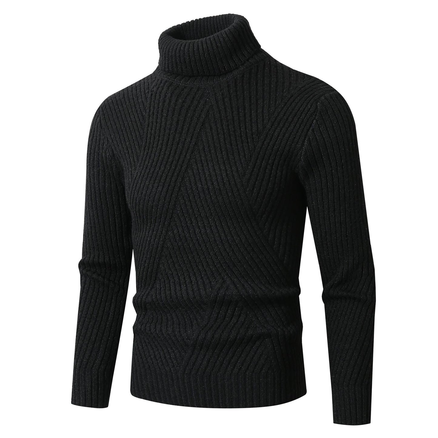 Herren Pullover Grobstrick Stehkragen Struktur Muster