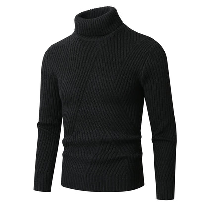 Herren Pullover Grobstrick Stehkragen Struktur Muster