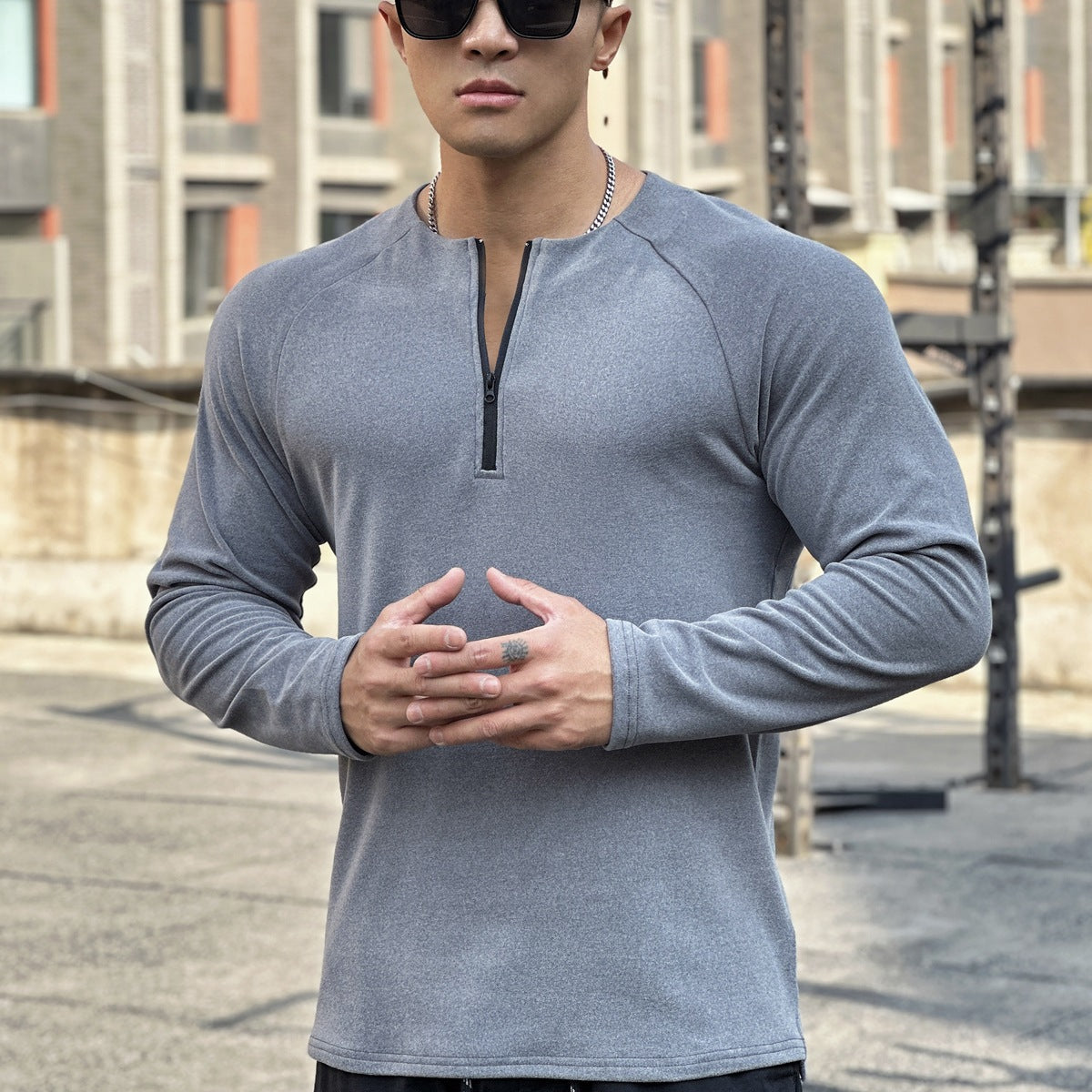 Herren Funktionsshirt Atmungsaktiv Reißverschluss Sportlich