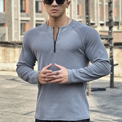 Herren Funktionsshirt Atmungsaktiv Reißverschluss Sportlich