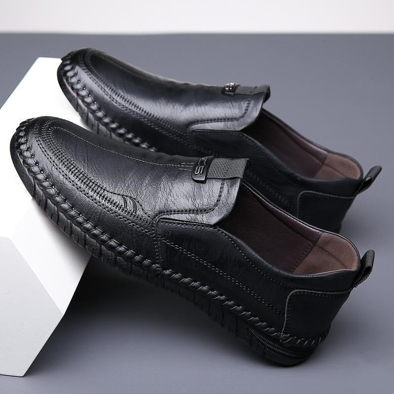Herren Leder Schuhe Slip-On Elegant Bequem