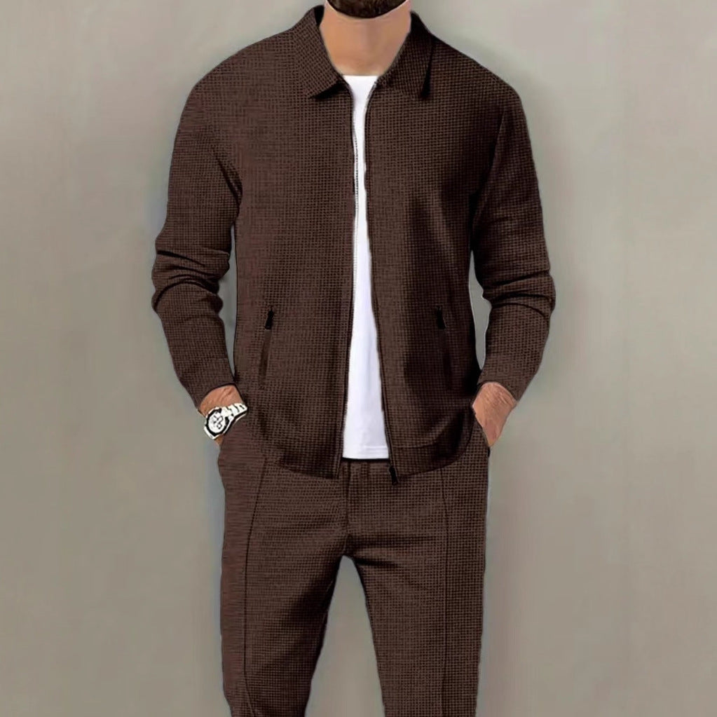 Herren Freizeitanzug Lässig Waffelstruktur Modern - BerlinGlamour