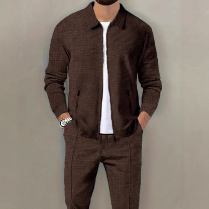 Herren Freizeitanzug Lässig Waffelstruktur Modern - BerlinGlamour