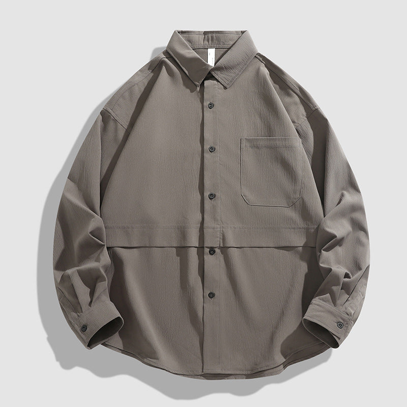 Herren Langarmhemdjacke Lässig mit Brusttasche Modern