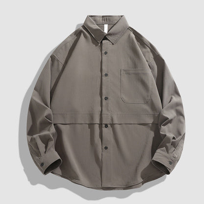 Herren Langarmhemdjacke Lässig mit Brusttasche Modern
