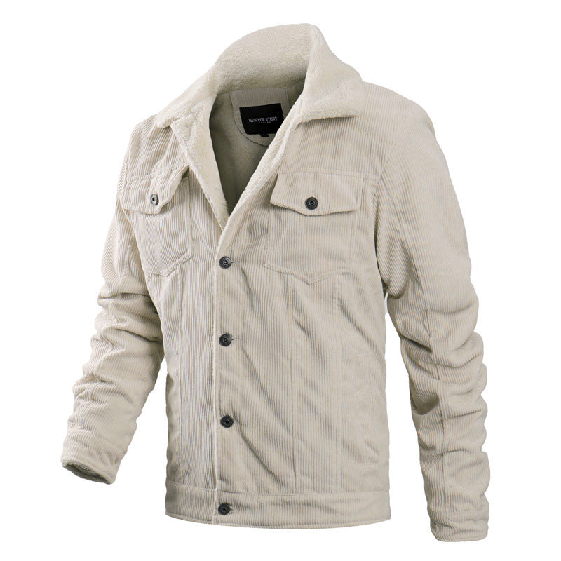 Herren Kordjacke Weich Teddyfutter Warm Winter
