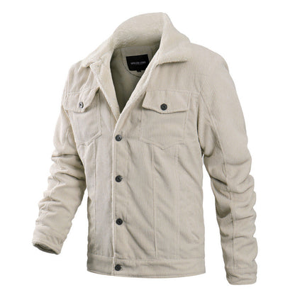 Herren Kordjacke Weich Teddyfutter Warm Winter