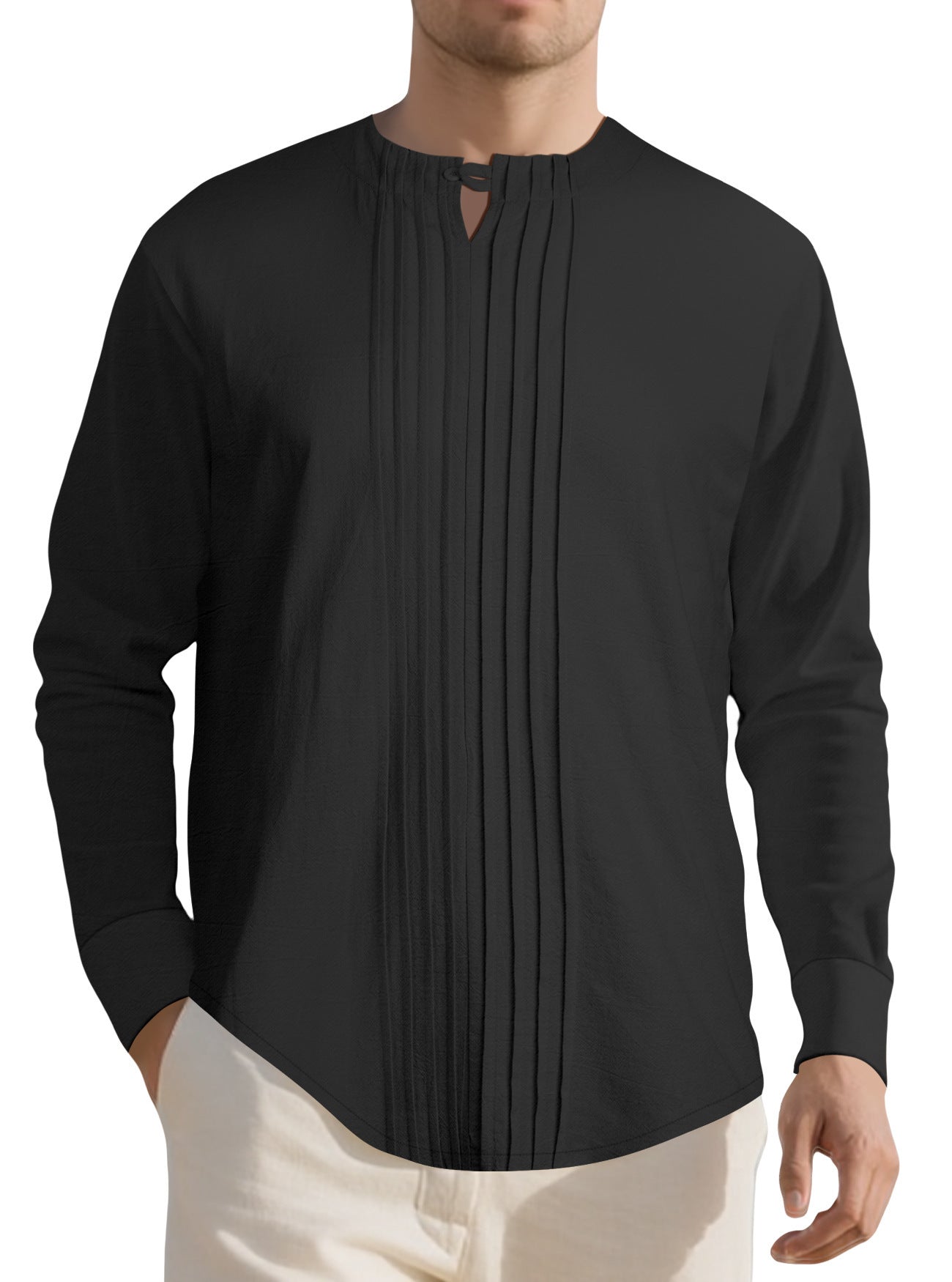 Herren Langarmhemd Elegant Strukturiert Modern