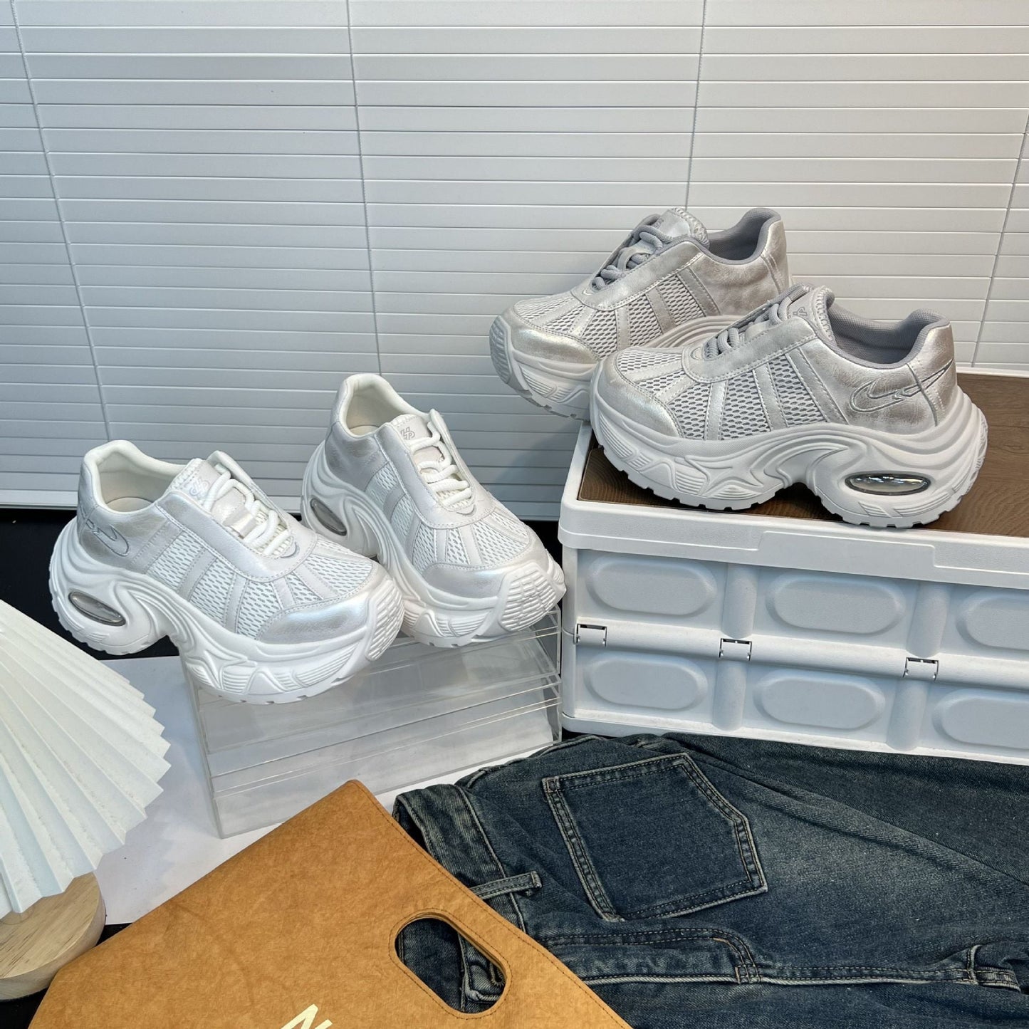 Damen Plateau Sneaker Trendy Höhe Schuhe
