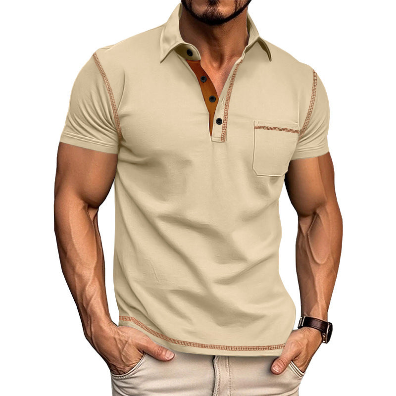 Herren Poloshirt Mit Kontrastdetails und Brusttasche Modern