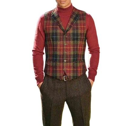 Herren Karo-Weste Elegante Weste Slim Fit Modern