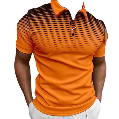 Herren Poloshirt Modern mit Feinmuster und Kontrastkragen