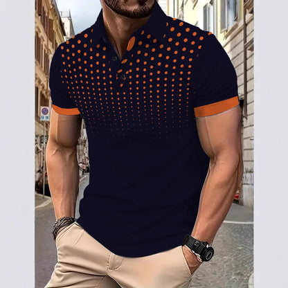 Herren Poloshirt Modern mit Punktmuster und Slim-Fit