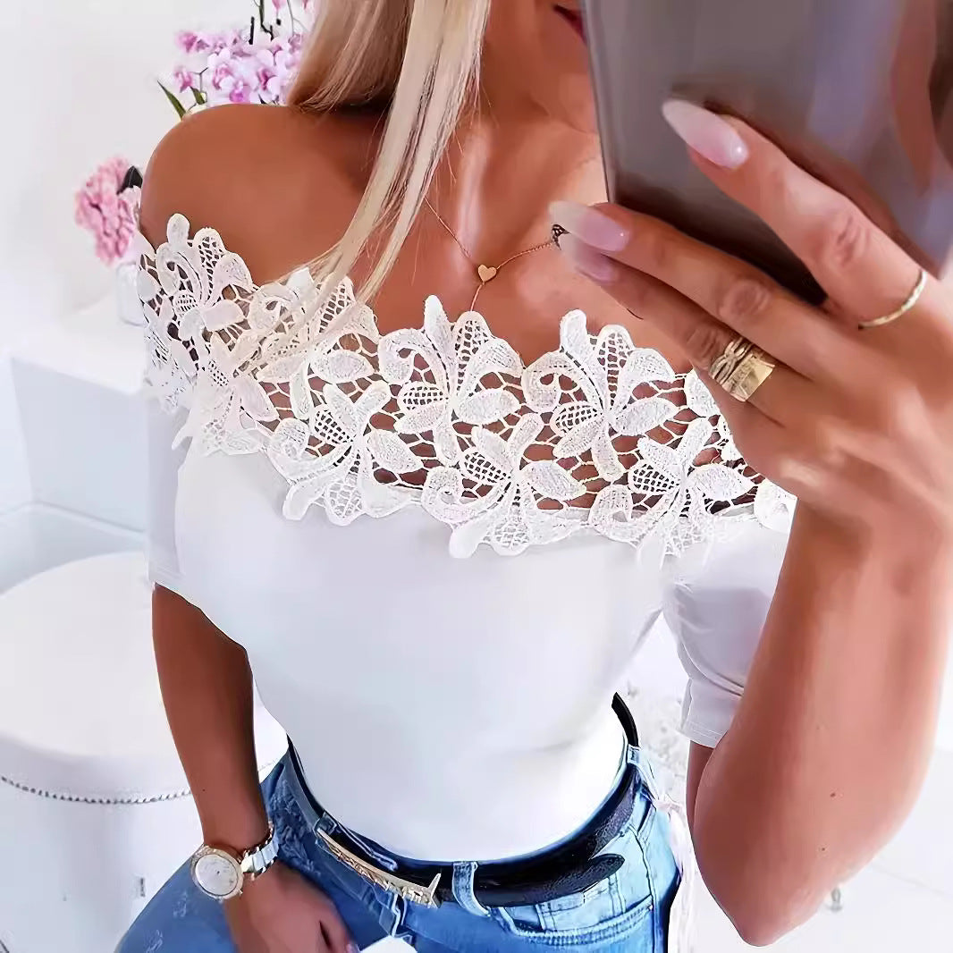 Eleganter Damen Body mit Spitze und Glitzer