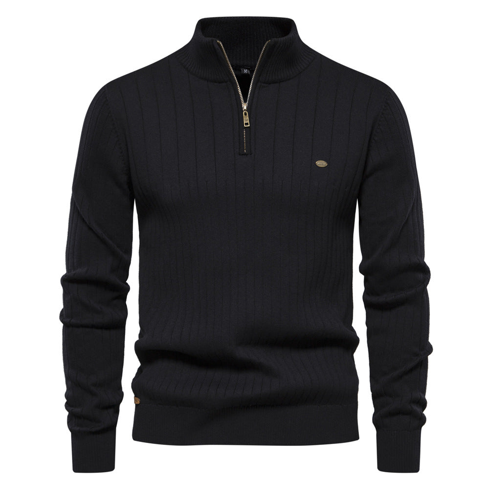 Herren Pullover Halbzipper Rippmuster Elegent Modern