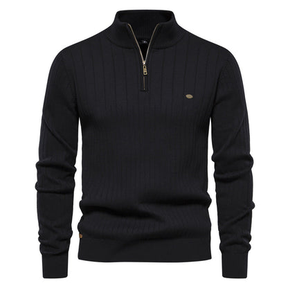 Herren Pullover Halbzipper Rippmuster Elegent Modern