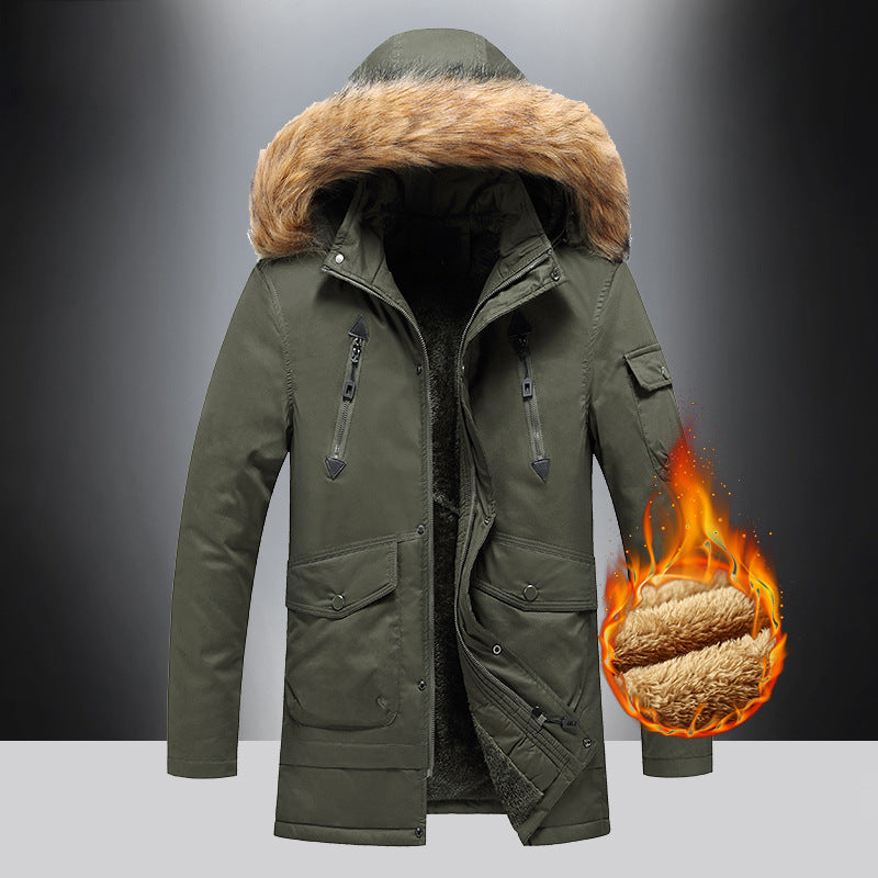 Herren Winterjacke Isoliert Warm mit Kunstfellkragen