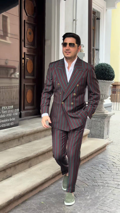 Herren Anzug Elegant Streifen Blazer Modern