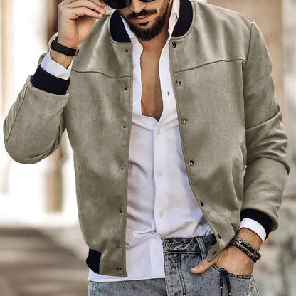 Herren Lederjacke Wildleder Reißverschluss Taschen Modern
