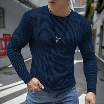 Herren Langarmshirt Modern Fit Struktur Oberfläche Trendy
