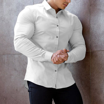 Herren Langarmhemd Slim Fit Modern mit Knöpfen Elegant