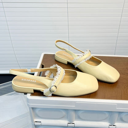 Damen Ballerinas Slingback Spitze Komfort Schuhe