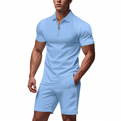 Herren Sportset Kurzarm Reißverschluss Funktionsshirt Modern