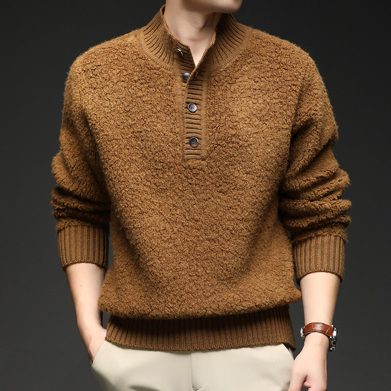 Herren Pullover Struktur Oberfläche Knopfverschluss Modern