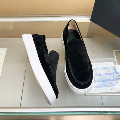 Damen Sneaker Mokassin Weichleder Elastisch Bequem