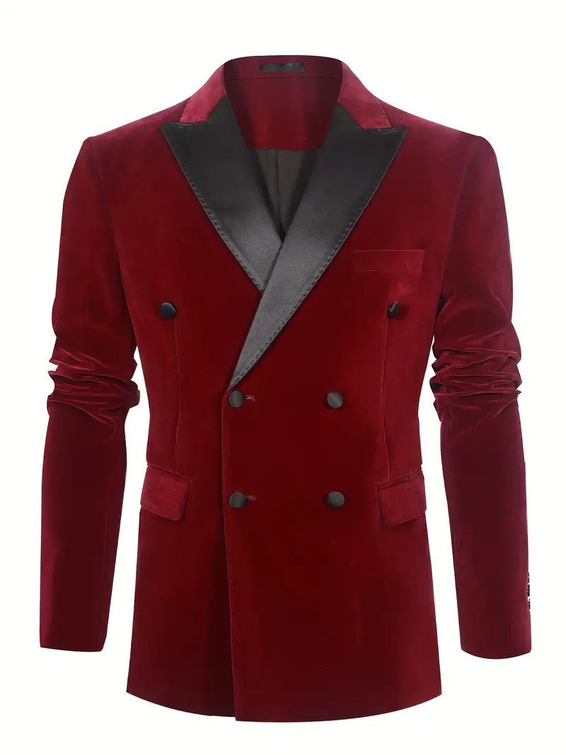 Herren Samtblazer Elegant mit Satinkragen Modern
