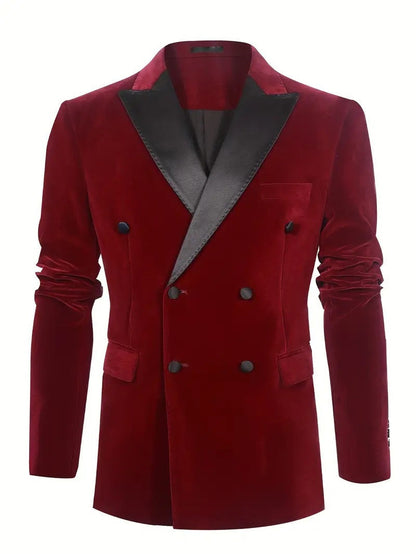 Herren Samtblazer Elegant mit Satinkragen Modern