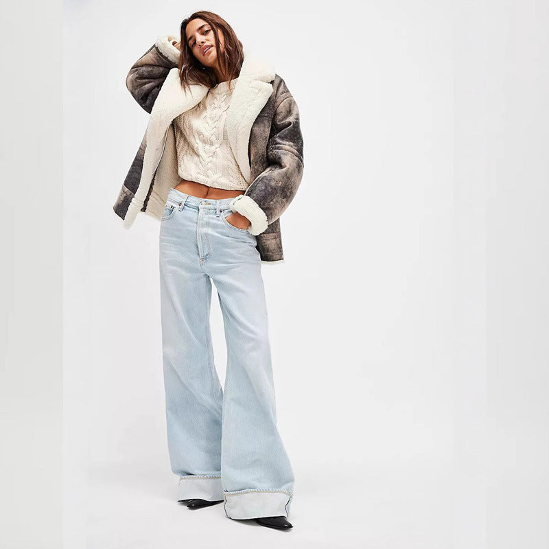 Damjeans Weite Bein Modisch Elastic