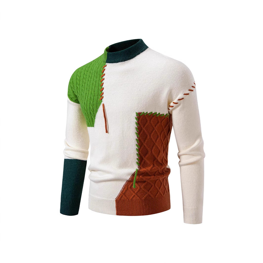 Herren Pullover Modern Hochkragen Muster Pullover