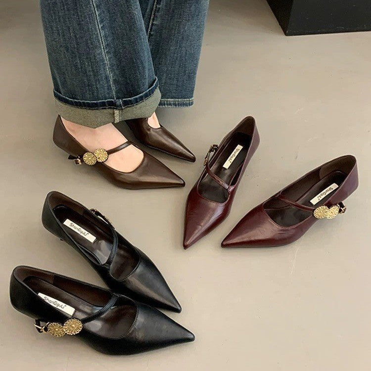 Damen Sling Pumps Hochhackig Leder Schuhe Elegant - BerlinGlamour