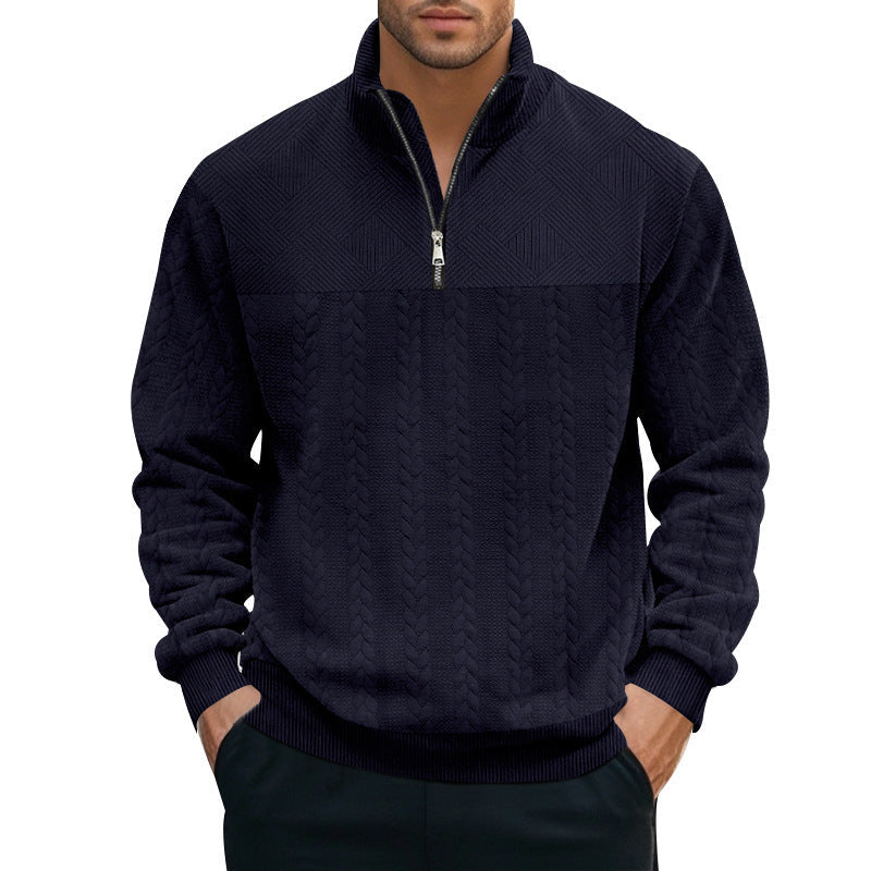 Herren Pullover Struktur Optik Halbzipp