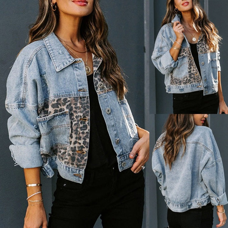 Damen Jeansjacke Tiermuster Trendy - BerlinGlamour