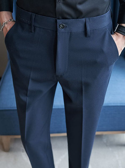 Herren Anzughose Slim Fit Streifenmuster Elegant