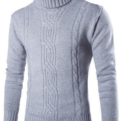 Herren Strickpullover Modern mit Zopfmuster und Hochkragen
