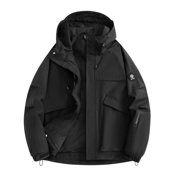 Herren Outdoor-Jacke Wasserdicht Mit Verstellbarer Kapuze Funktionell