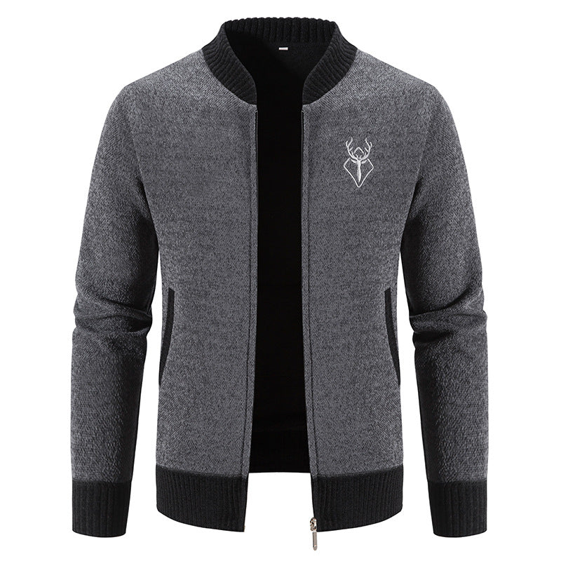 Herren Strickjacke Modern Reißverschluss Hochkragen