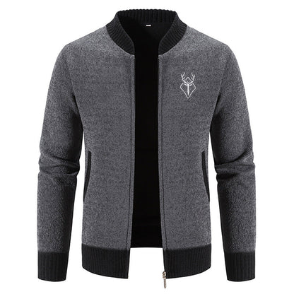 Herren Strickjacke Modern Reißverschluss Hochkragen