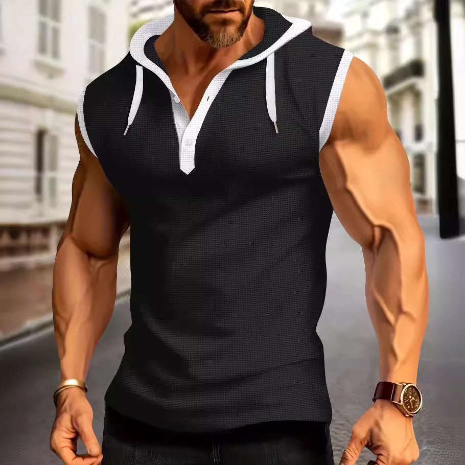 Herren Sportshirt Ärmellos Kapuzenpolo Modern - BerlinGlamour