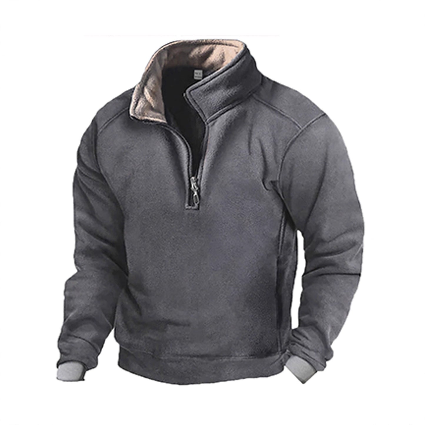 Herren Fleece Sweatshirt Stehkragen Warm Modern